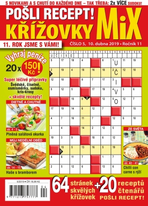 Pošli recept Křížovky MiX 5/2019